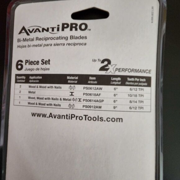 Avanti Pro Bi-Metal Reciprocating Saw Blade Set (6-Piece) - Picture 2 of 3